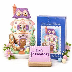1995 Hopalong Hollow Easter Collection THE EGG FACTOR 7" T Porcelain Bunny House